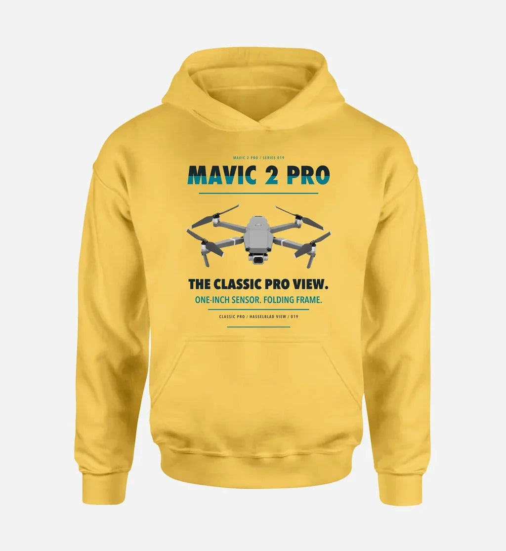 DJI Mavic 2 Pro design on yellow hoodie single side
