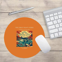Thumbnail for VINTAGE G4433 - The First Frost Ferry - Designed Mouse Pads design on orange round