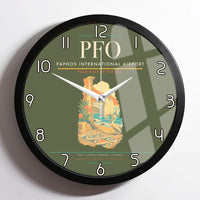 Thumbnail for Paphos International Airport (PFO) design on green army framed wall clock