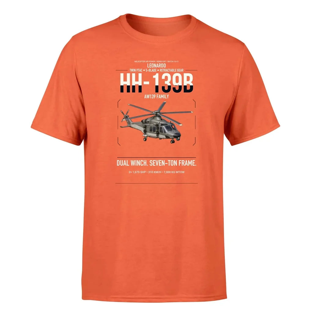 Leonardo HH-139B design on orange t-shirt, single-side print