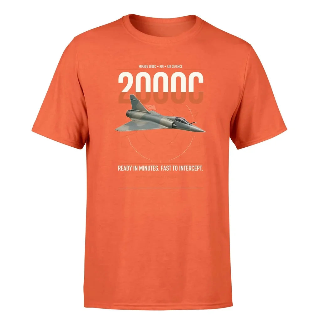 Dassault Mirage 2000C RDI design on orange t-shirt, single-side print