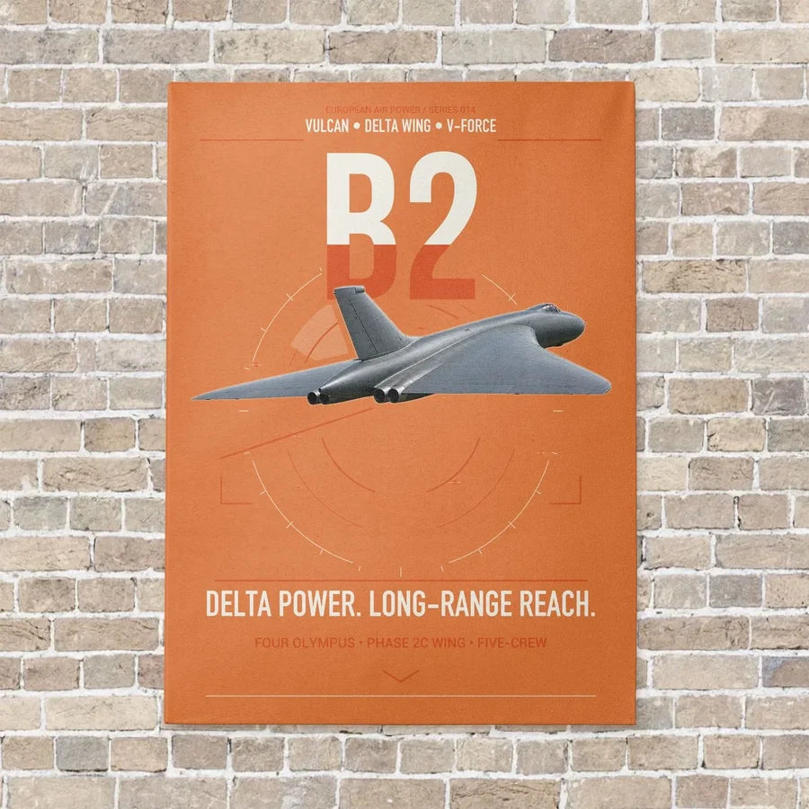 Avro Vulcan B2 vertical canvas print - no frame - orange background