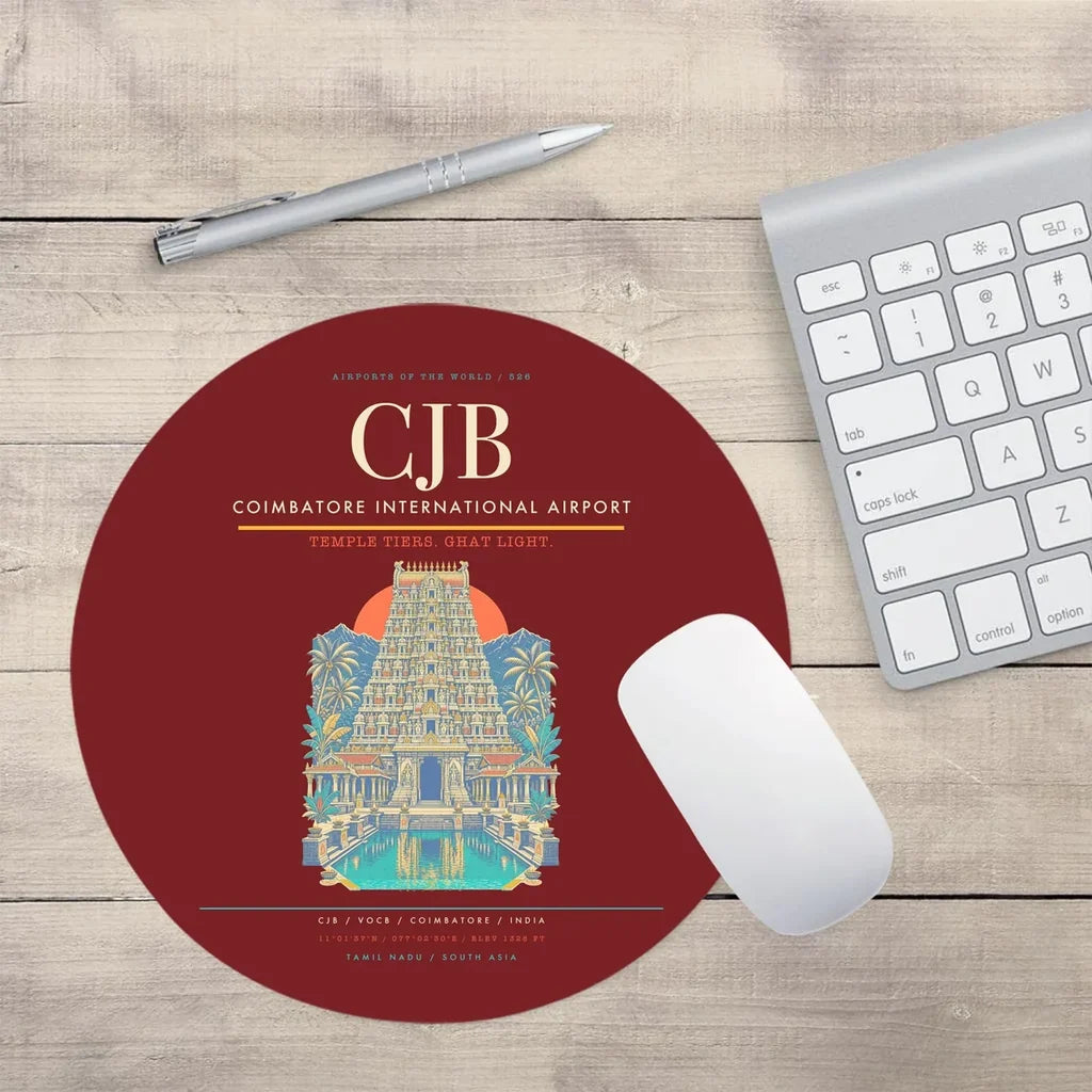 Coimbatore International Airport CJB Mouse-Pad Round - Dark Red