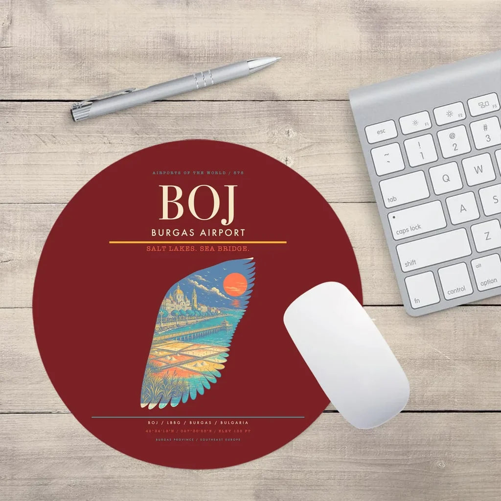 Burgas Airport BOJ Mouse-Pad Round - Dark Red