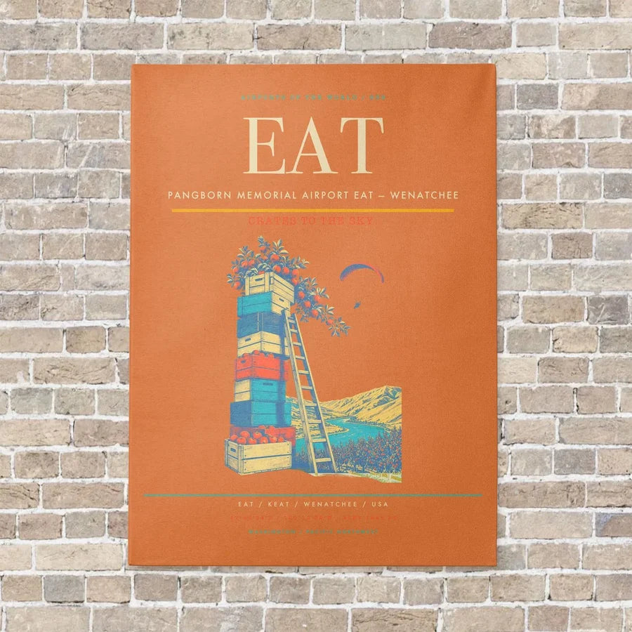 Pangborn Memorial Airport EAT — Wenatchee vertical canvas print - no frame - orange background