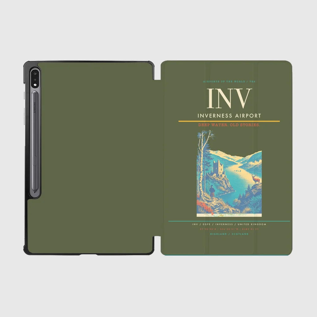 Inverness Airport (INV) design on green army samsung tablet tablet case