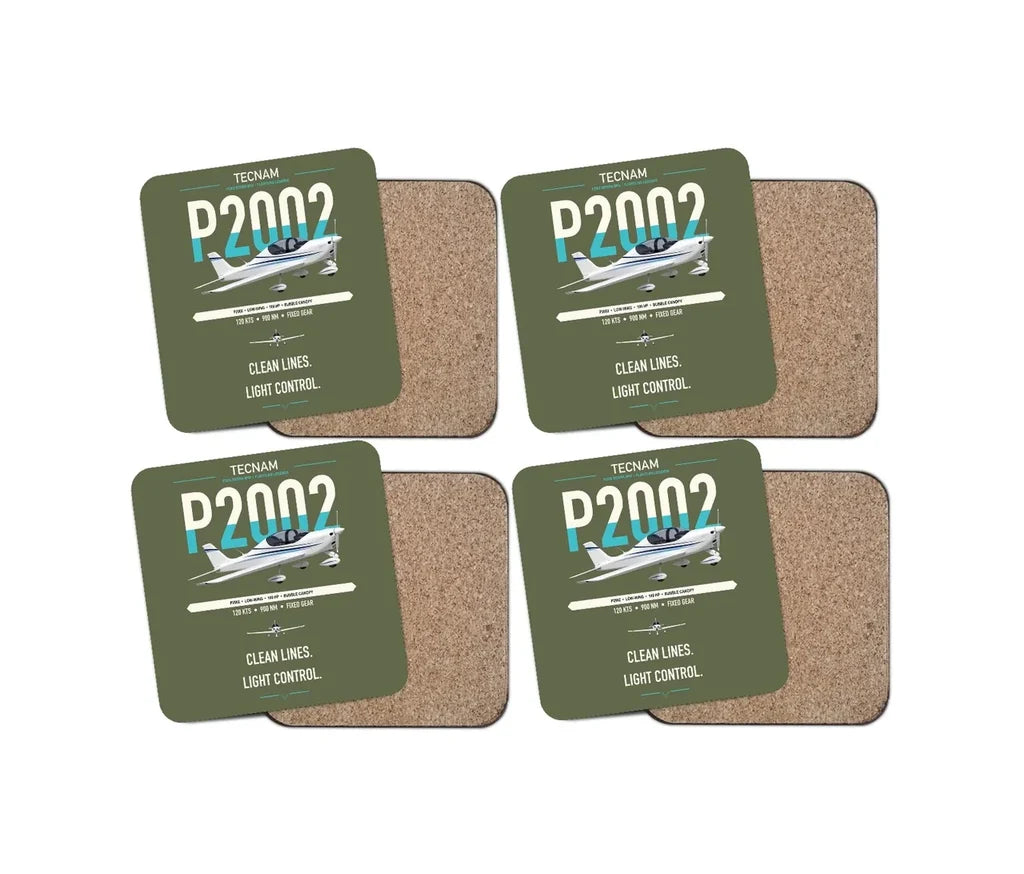 Tecnam P2002 Sierra MkII design on green army 4 pieces set coaster