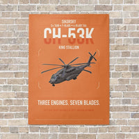 Thumbnail for Sikorsky CH-53K King Stallion vertical canvas print - no frame - orange background
