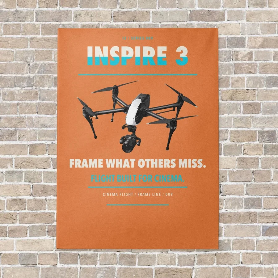 DJI Inspire 3 vertical canvas print - no frame - orange background