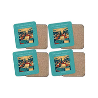 Thumbnail for The Cabin Radio Hour - Designed Coasters design on turquoise 4-pieces-set