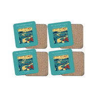 Thumbnail for The Tailwheel School - Designed Coasters design on turquoise 4-pieces-set