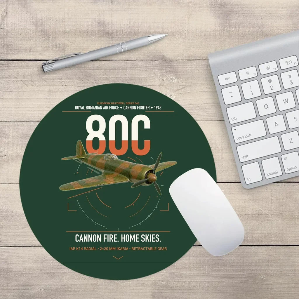 IAR 80C design on dark green round mouse pad