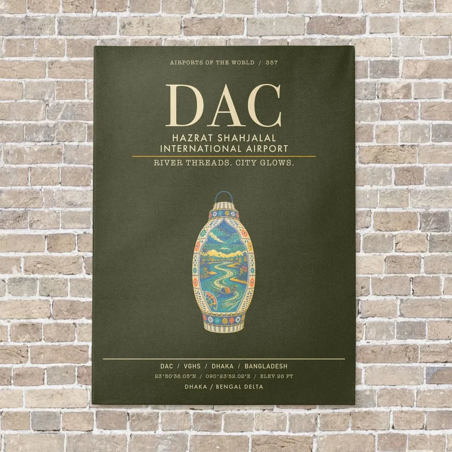 Hazrat Shahjalal International Airport Dhaka DAC - Canvas Framed - Green Army