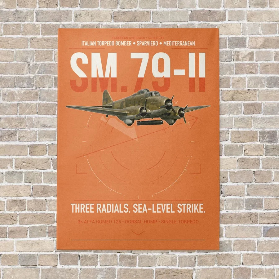 Savoia-Marchetti SM.79-II Sparviero vertical canvas print - no frame - orange background