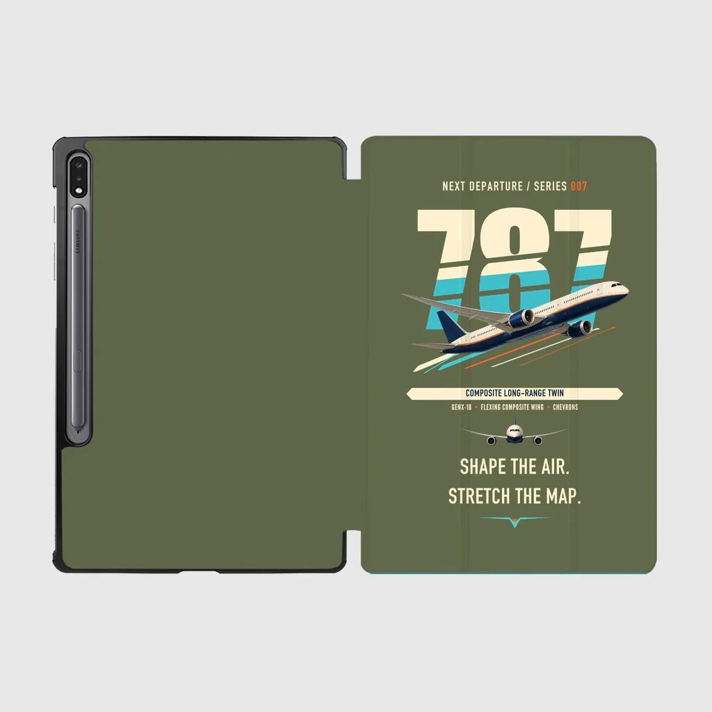 Boeing 787-9 Dreamliner design on green army samsung tablet tablet case