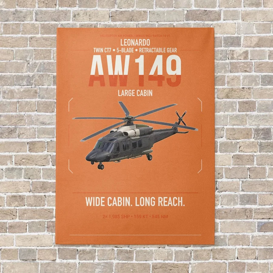Leonardo AW149 vertical canvas print - no frame - orange background