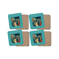 Thumbnail for The Midnight Transfer - Designed Coasters design on turquoise 4-pieces-set