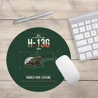 Thumbnail for Bell H-13G Sioux design on dark green round mouse pad