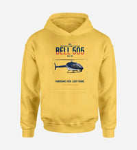 Thumbnail for Bell 505 design on yellow double-side hoodie, single-side print