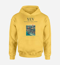 Thumbnail for Inuvik (Mike Zubko) Airport (YEV) design on yellow hoodie single-side print