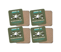 Thumbnail for Parrot ANAFI Ai design on green army 4 pieces set coaster