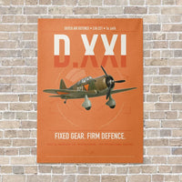 Thumbnail for Fokker D.XXI — Dutch LVA aircraft 221 vertical canvas print - no frame - orange background