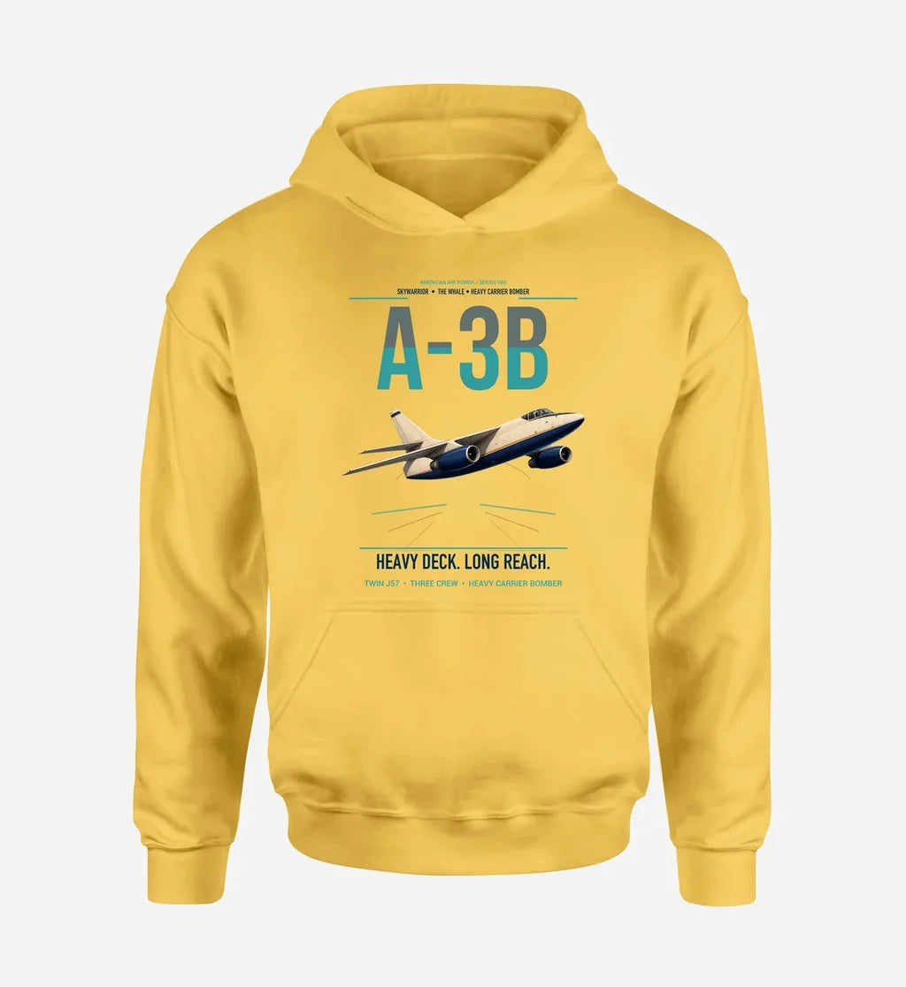A-3B Skywarrior design on yellow double-side hoodie