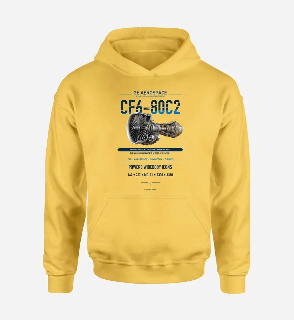 CF6-80C2 design on yellow hoodie single side