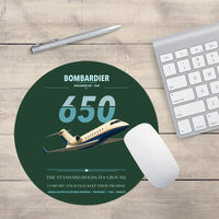 Thumbnail for Bombardier Challenger 650 design on dark green round mouse pad