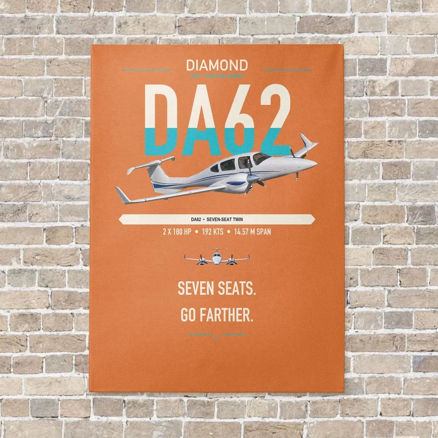 Diamond DA62 vertical canvas print - no frame - orange background