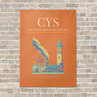 Thumbnail for Cheyenne Regional Airport CYS vertical canvas print - no frame - orange background