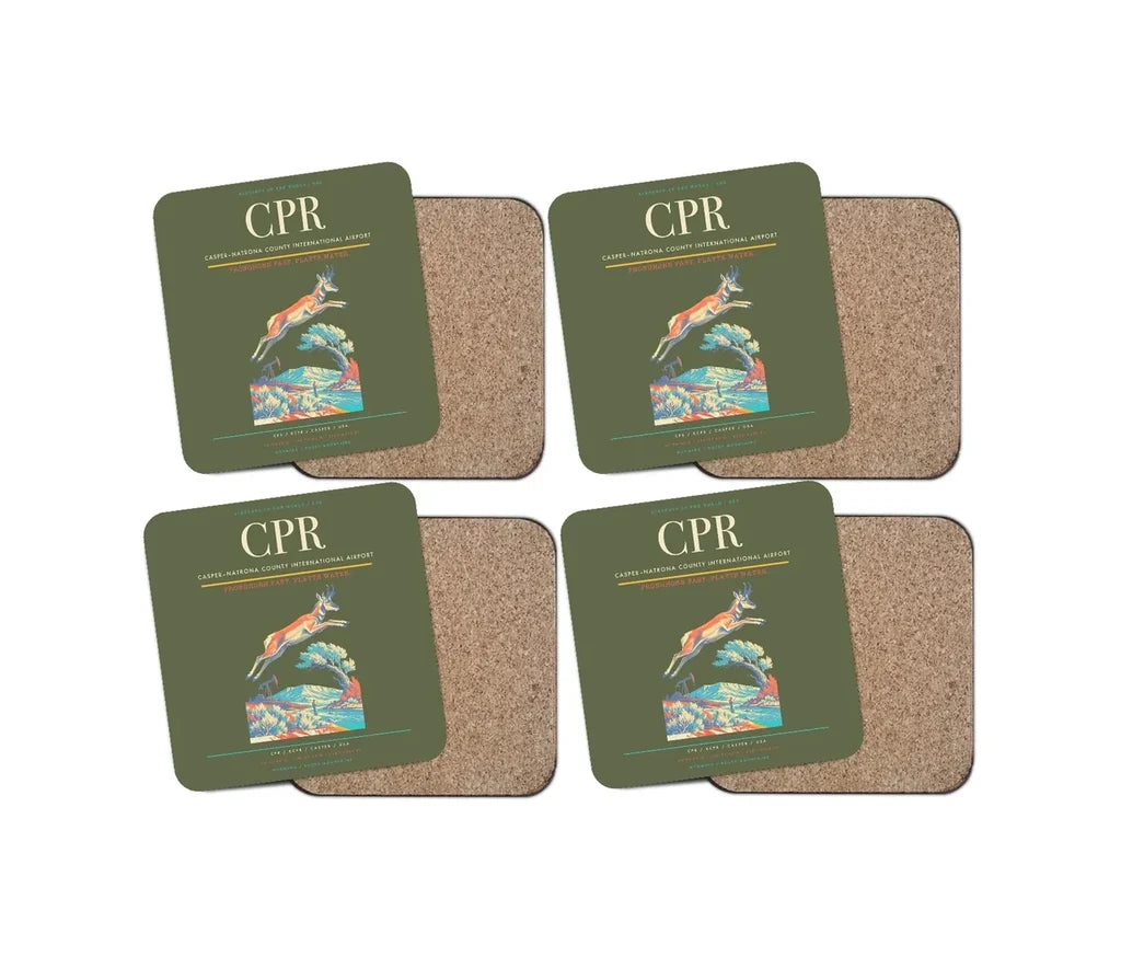 Casper–Natrona County International Airport (CPR) design on green army 4 pieces set coaster