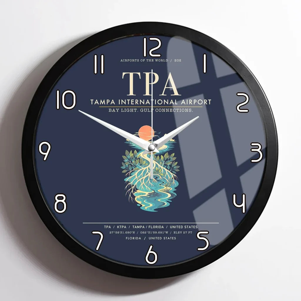 Tampa International Airport TPA Wall-Clock Framed - Navy Blue