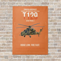 Thumbnail for Turkish Aerospace T129 ATAK Phase 2 vertical canvas print - no frame - orange background