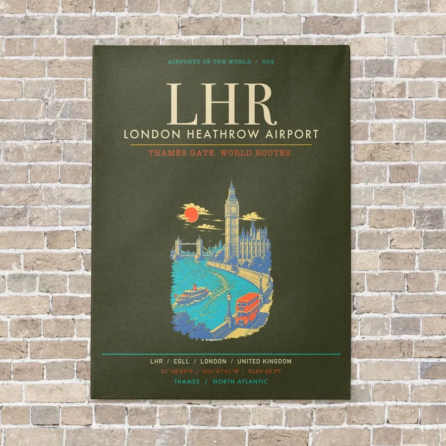 London Heathrow Airport LHR - Canvas Framed - Green Army