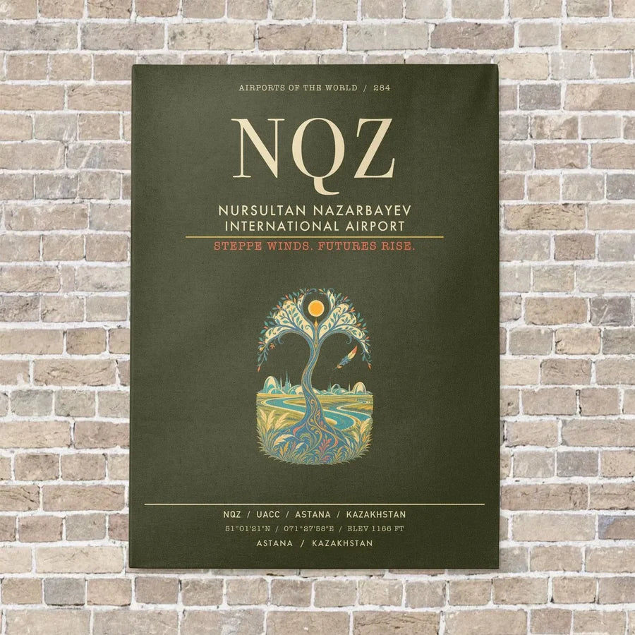 Nursultan Nazarbayev International Airport Astana NQZ - Canvas Framed - Green Army
