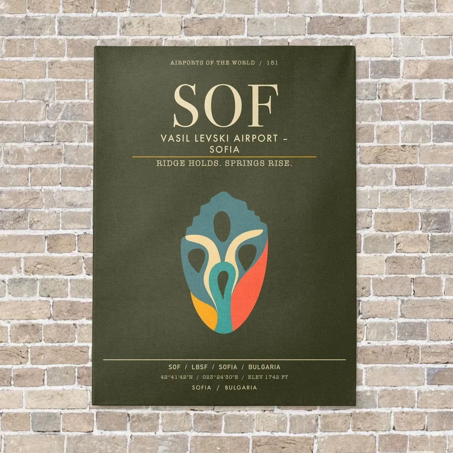 Vasil Levski Airport Sofia SOF - Canvas Framed - Green Army