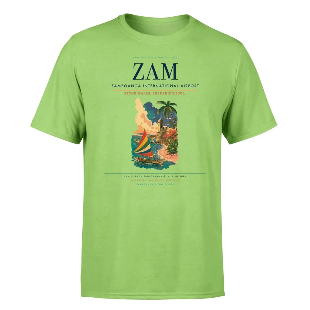 Zamboanga International Airport (ZAM) T-Shirt single-side front print in Light Green | zamboanga-international-airport-zam-double-side-t-shirt