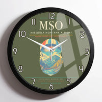 Thumbnail for Missoula Montana Airport (MSO) design on green army framed wall clock