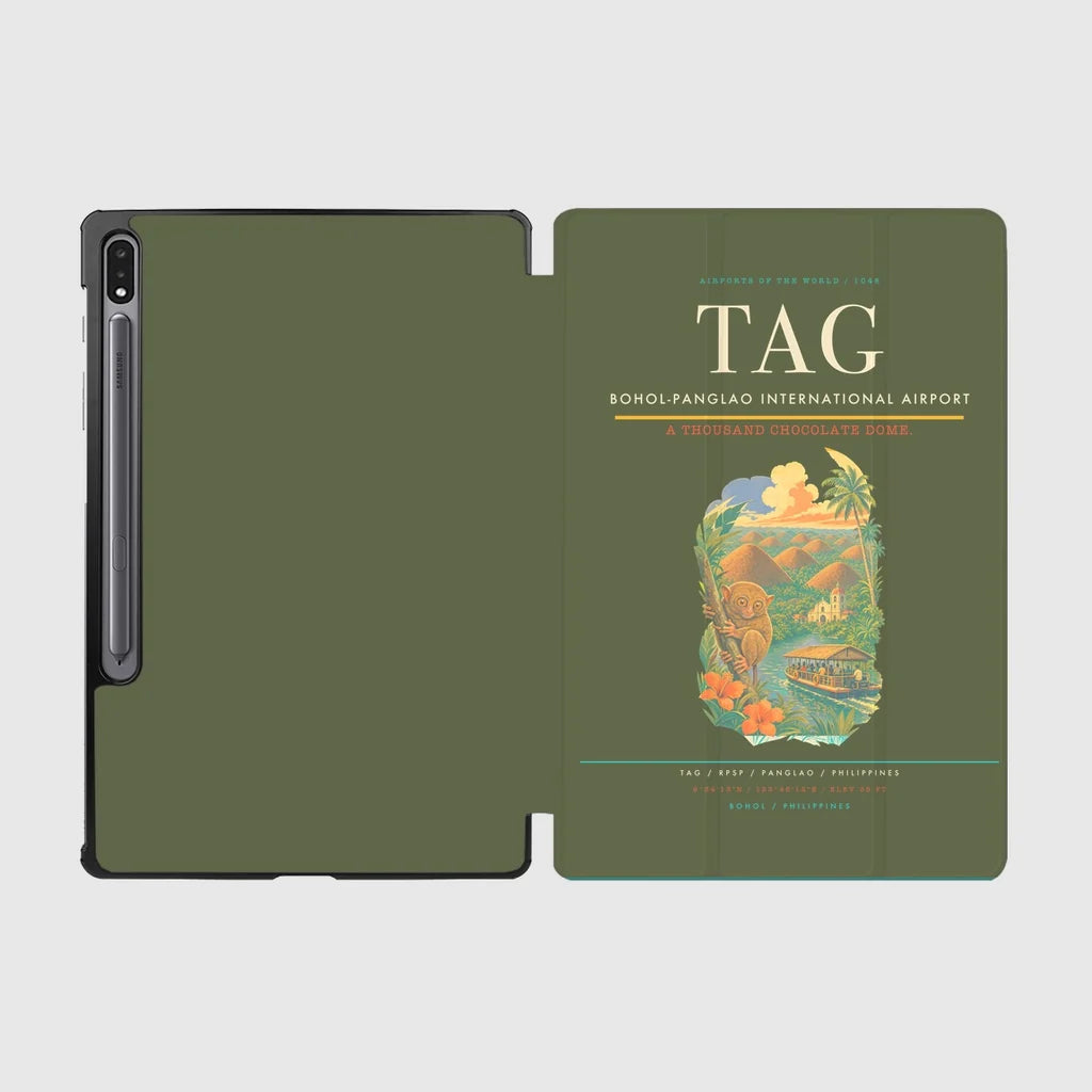 Bohol-Panglao International Airport (TAG) design on green army samsung tablet tablet case