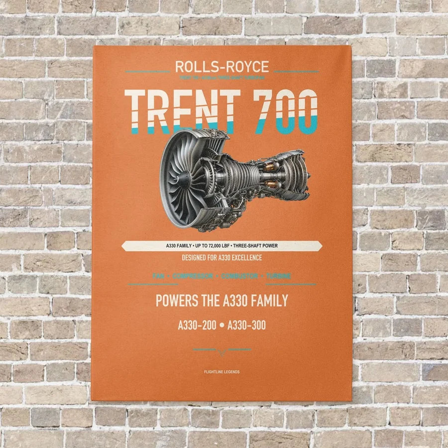 TRENT 700 vertical canvas print - no frame - orange background