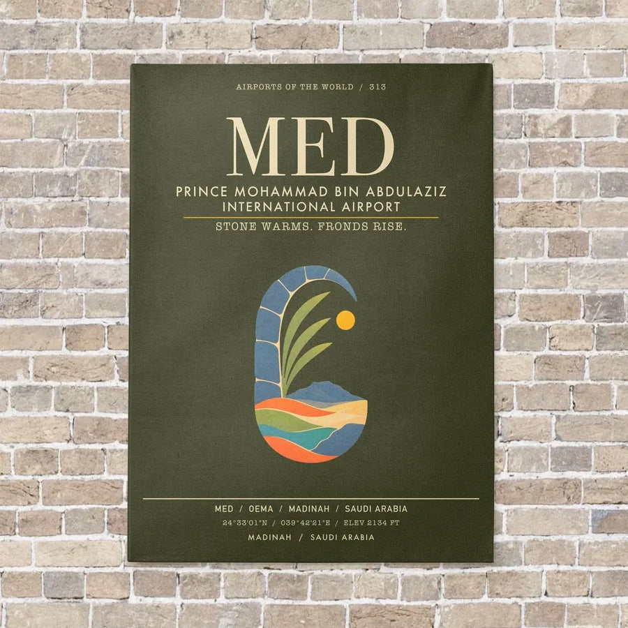 Prince Mohammad Bin Abdulaziz International Airport MED - Canvas Framed - Green Army
