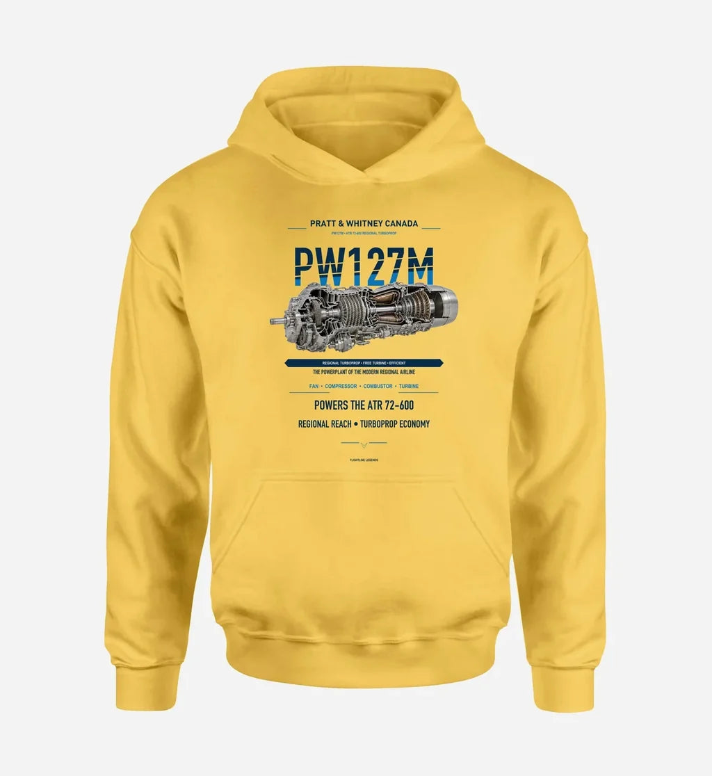 PW127M design on yellow hoodie single side