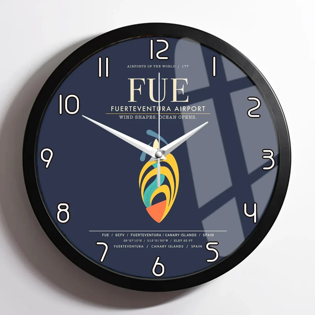 Fuerteventura Airport FUE Wall-Clock Framed - Navy Blue