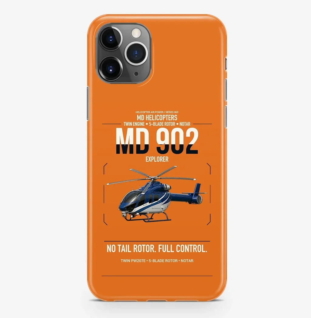 MD Helicopters MD 902 Explorer design on orange magsafe iphone case, for iPhone Pro Max