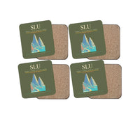 Thumbnail for George F. L. Charles Airport (SLU) design on green army 4 pieces set coaster