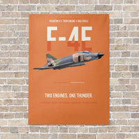 Thumbnail for F-4E Phantom II Two Engines One Thunder vertical canvas print - no frame - orange background