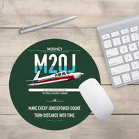 Thumbnail for Mooney M20J 201 design on dark green round mouse pad