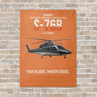 Thumbnail for Sikorsky S-76B vertical canvas print - no frame - orange background