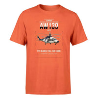 Thumbnail for Leonardo AW139 design on orange t-shirt, single-side print